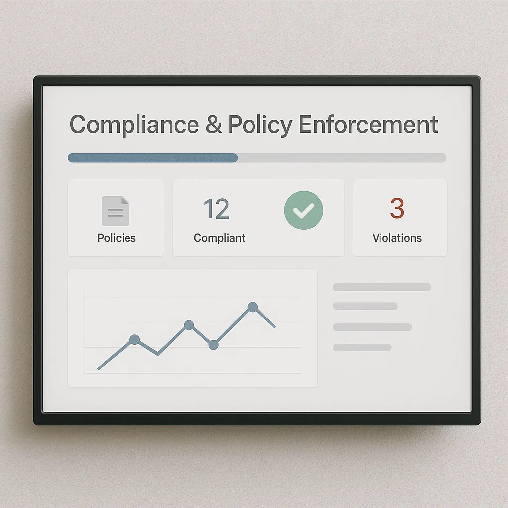 Compliance automation and policy enforcement dashboard