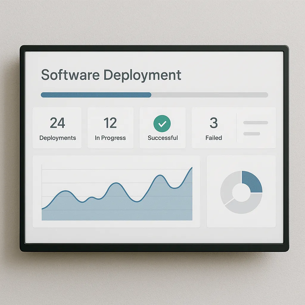 Deployment dashboard with status indicators