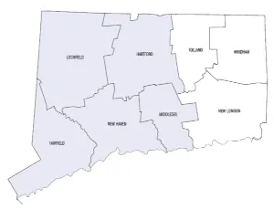 An image of the primary CT counties we provide IT support service.