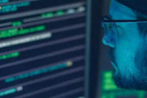 Illustration showing a technician performing cyber security readiness