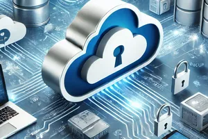 Image that shows a lock in a clould symbol to relfect safely backing up data.