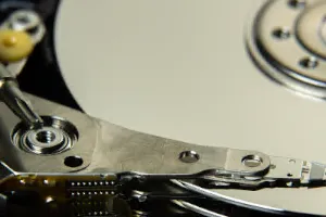 A picture reflecting a hard drive for representation of online backup.