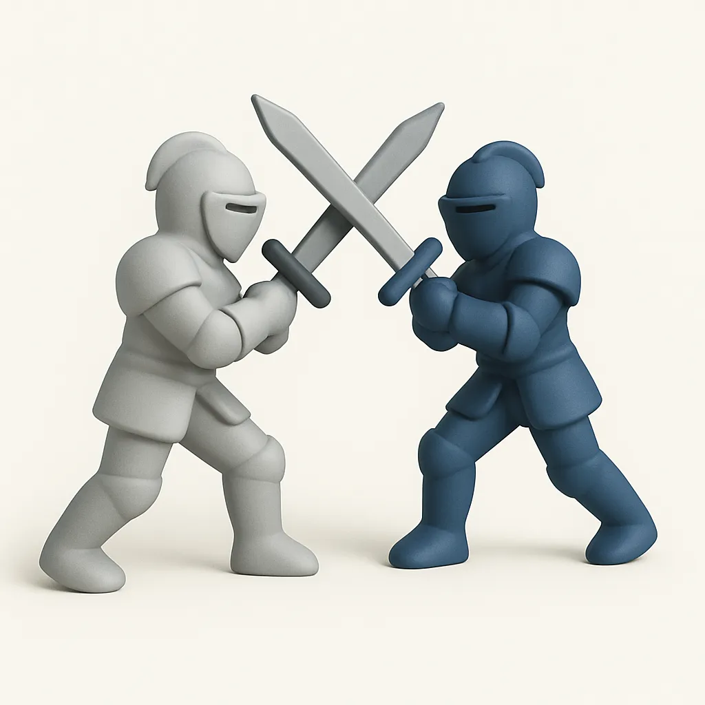 Icon showing knights fighting with swords.