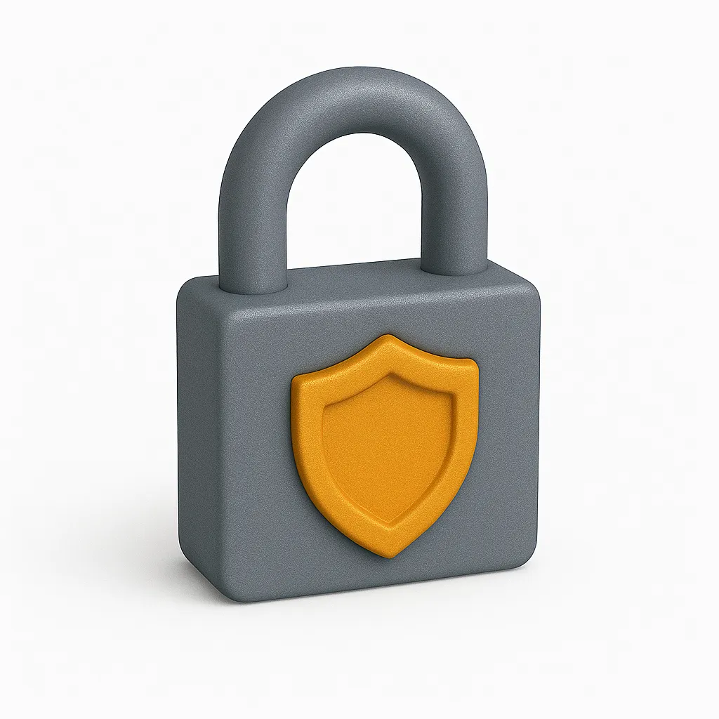 Sheild on a lock to reflect data security Icon