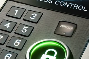 Photo of an access control keypad used for entry security and system management.