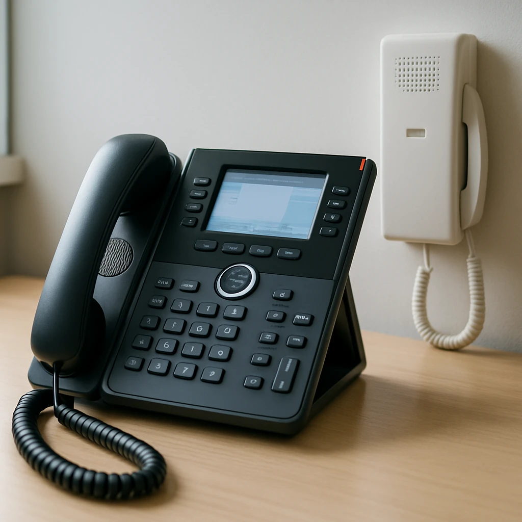 VoIP desk phone representing phone system support