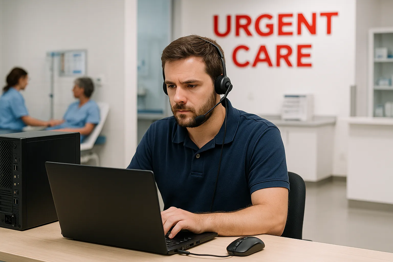 An IT worker providing service at an Urgent care clinic.