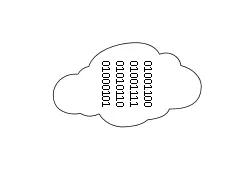 Cloud icon with binary digits representing cloud services.