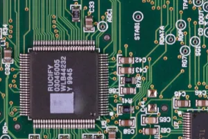 A picture of an electonic circuit board to represent the types of material that we recycle at Infinigence LLC.