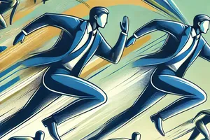 An image depicting professionals running in a competitive race for Information Technology support excellence.