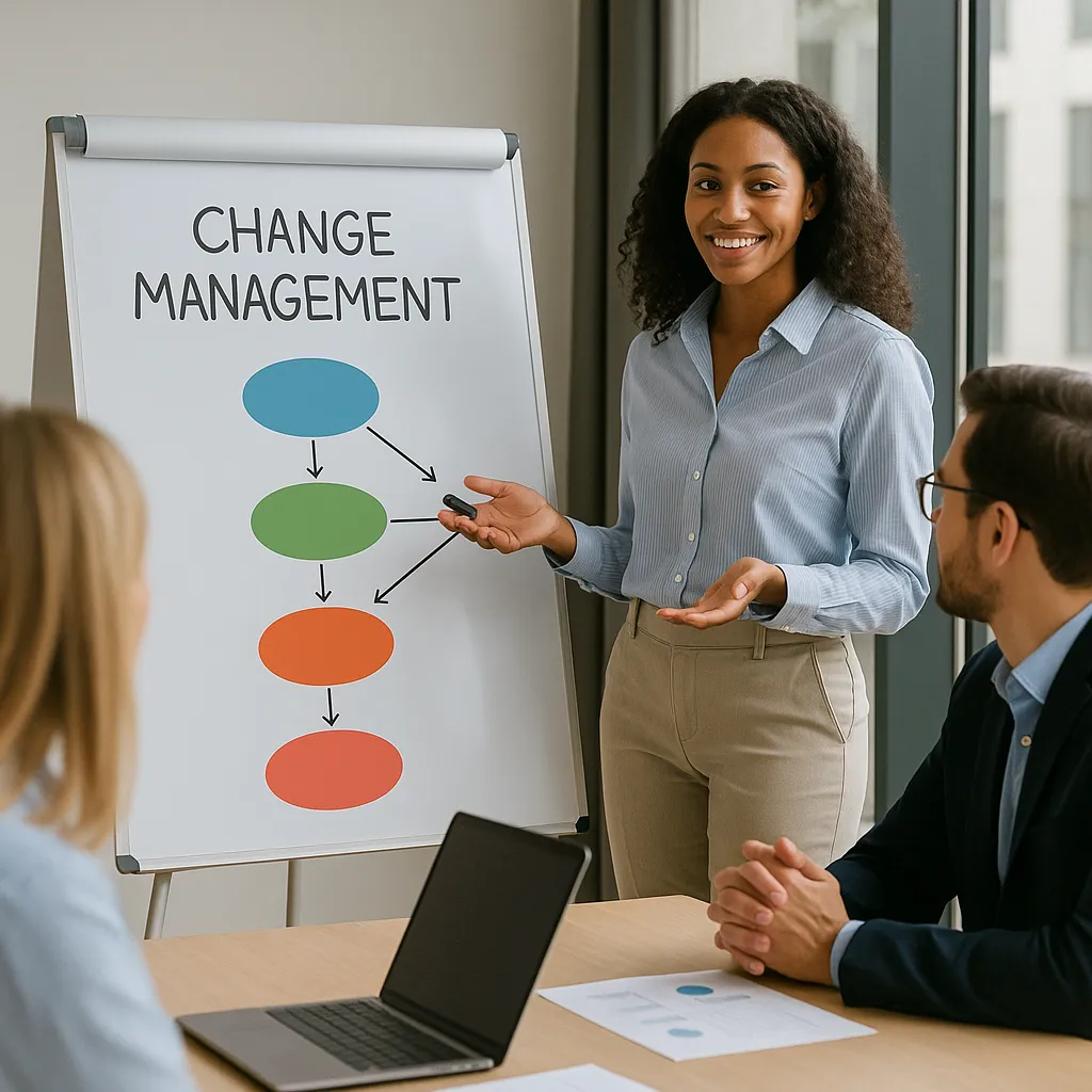 Professional team working on change management strategy