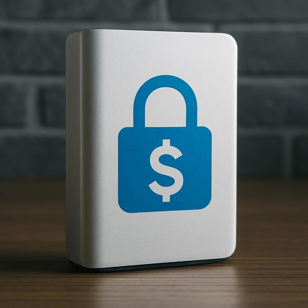 Image of an external drive with a lock.