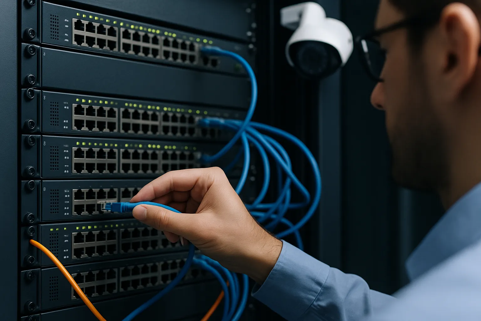 Image reflecting a network engineer protecting a network.