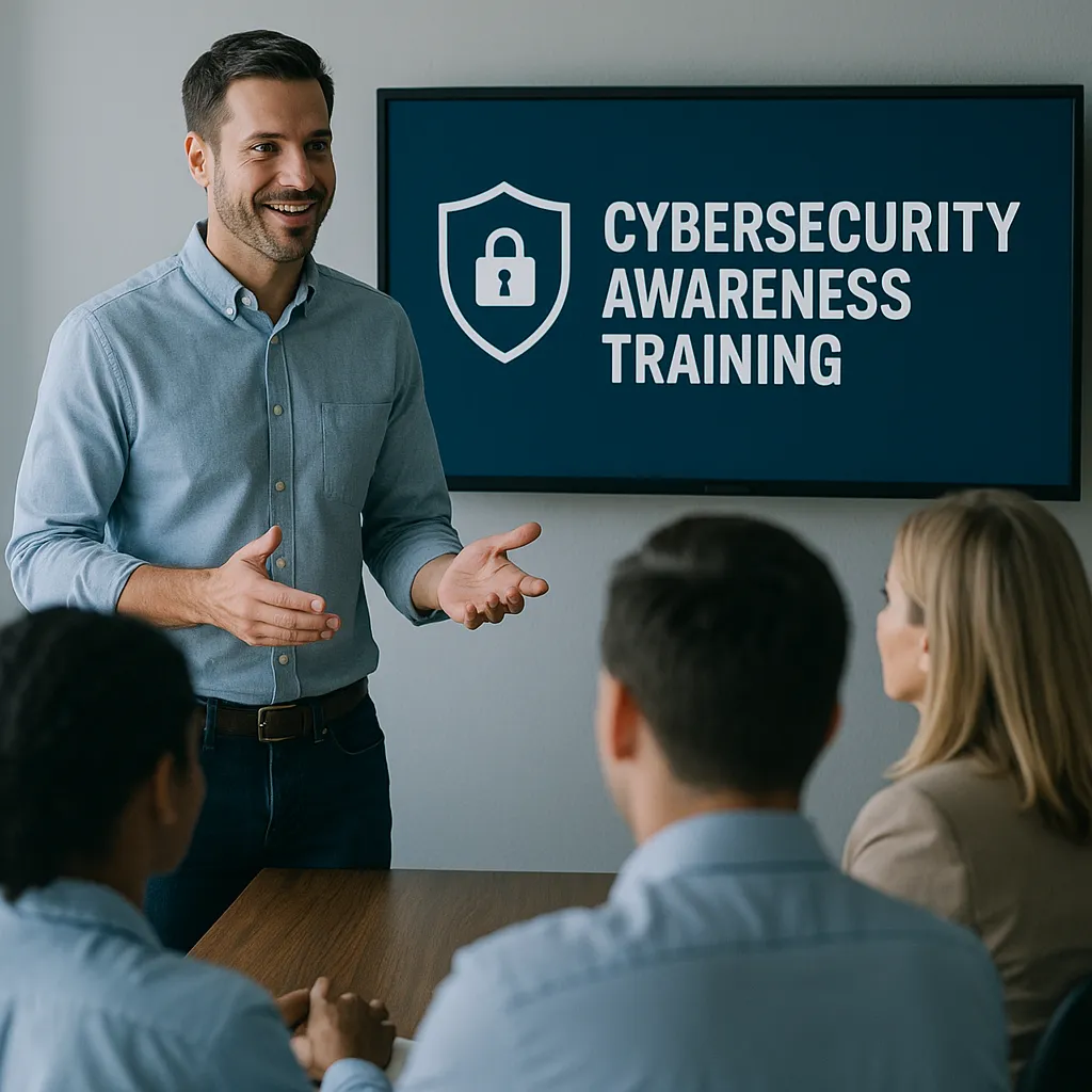 Image of a professional training people.