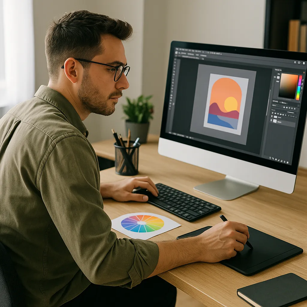Creative professional using Adobe applications.