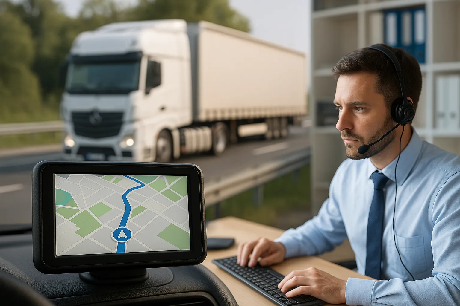 Fleet IT Support image including GPS tracking and compliance systems